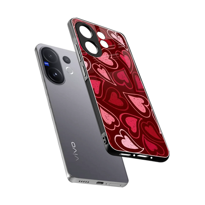 Wine Cascade Hearts sleek vivo v60 cover with tempered glass back and TPU edges
