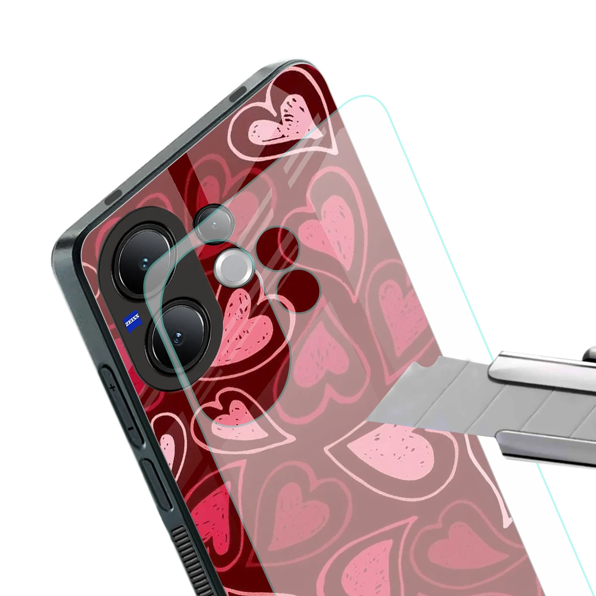 Wine Cascade Hearts stylish phone case for vivo v60 | glossy glass and slim fit