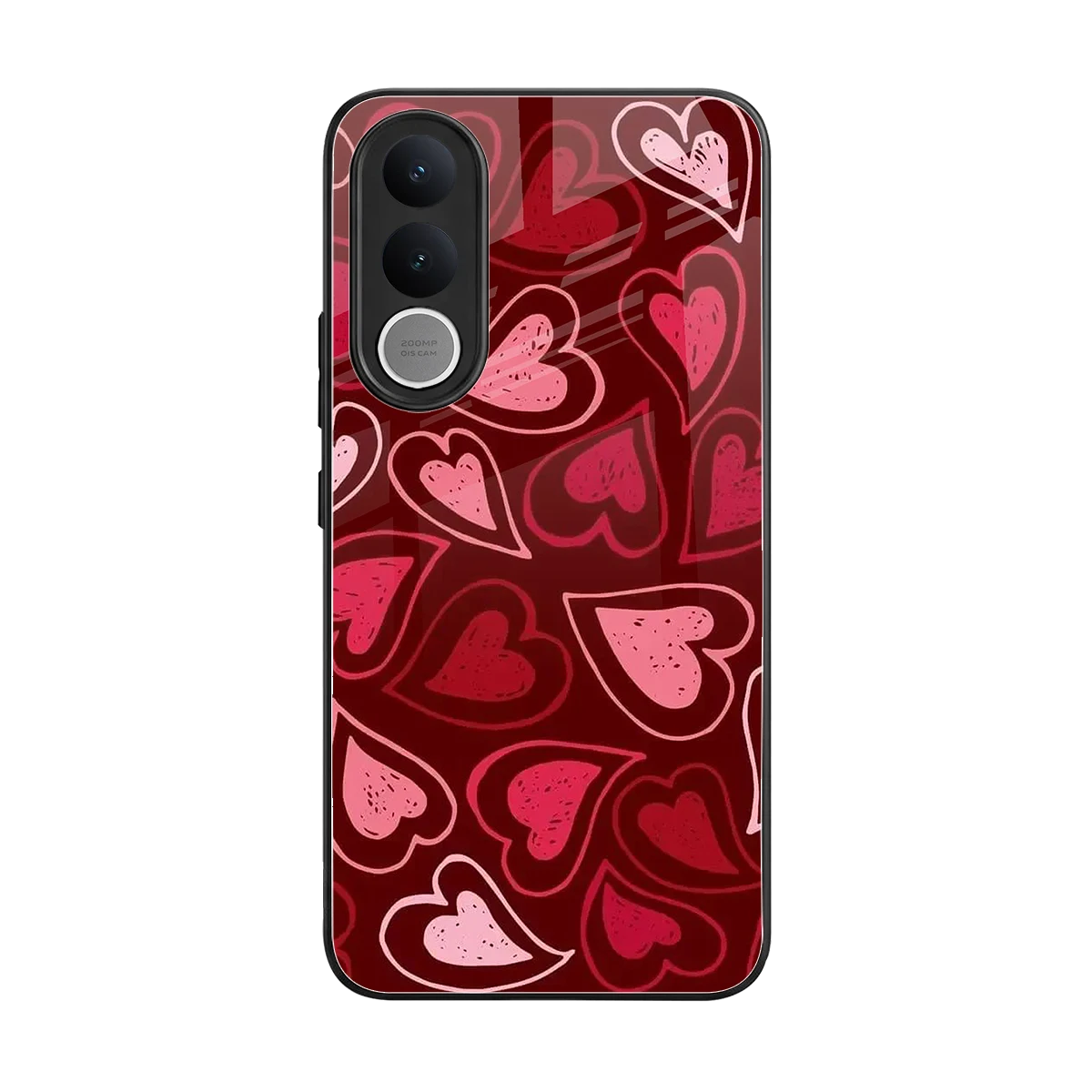 Wine Cascade Hearts back phone cover | glass case for vivo v70 fe