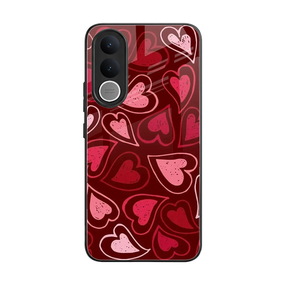 Wine Cascade Hearts back phone cover | glass case for vivo v70 fe