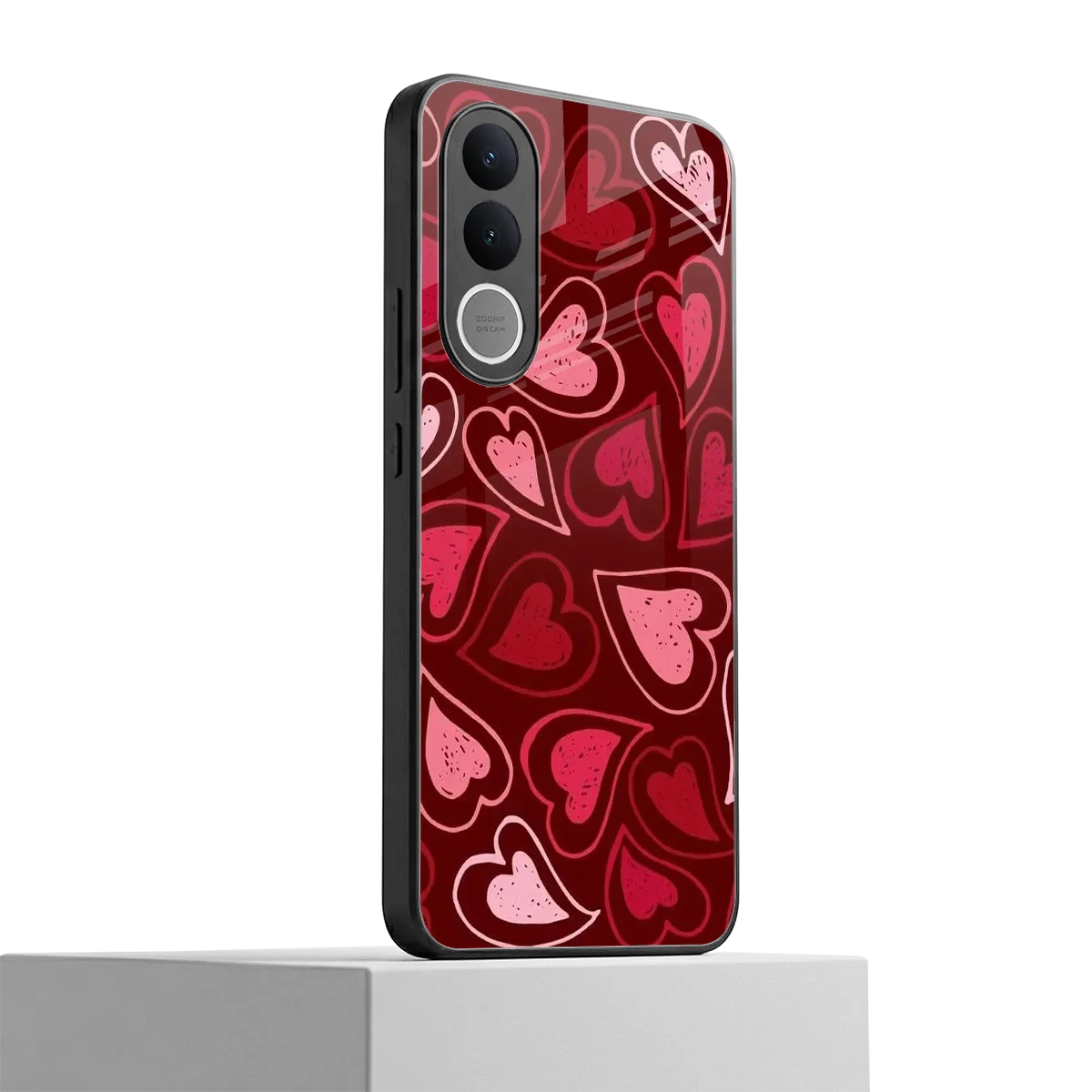 Wine Cascade Hearts vivo v70 fe mobile cover | shockproof glass phone case