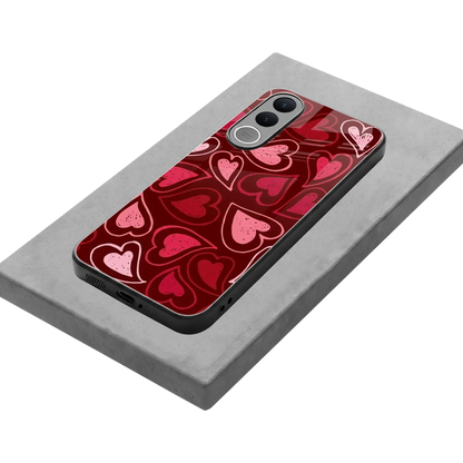 Wine Cascade Hearts stylish phone case for vivo v70 fe | glossy glass and slim fit
