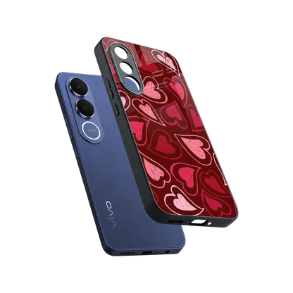 Wine Cascade Hearts sleek vivo v70 fe cover with tempered glass back and TPU edges