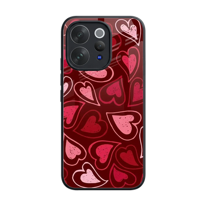Wine Cascade Hearts back phone cover | glass case for vivo v70