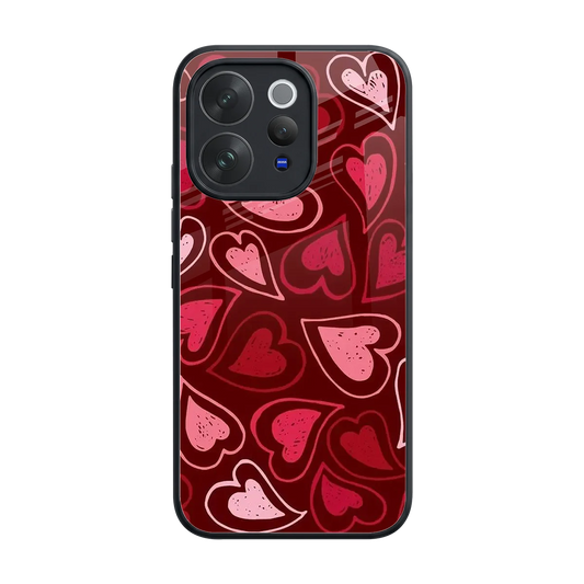 Wine Cascade Hearts back phone cover | glass case for vivo v70