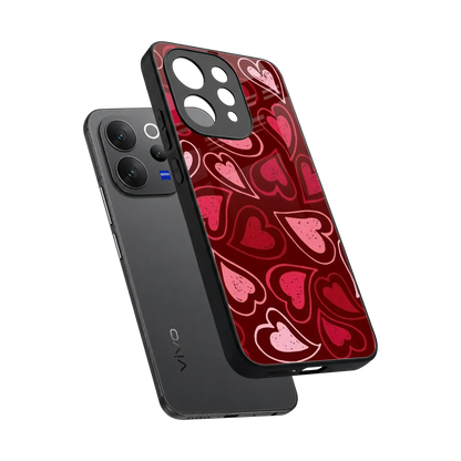 Wine Cascade Hearts sleek vivo v70 cover with tempered glass back and TPU edges