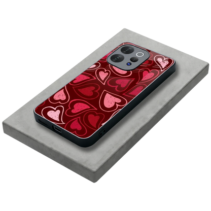 Wine Cascade Hearts stylish phone case for vivo v70 | glossy glass and slim fit