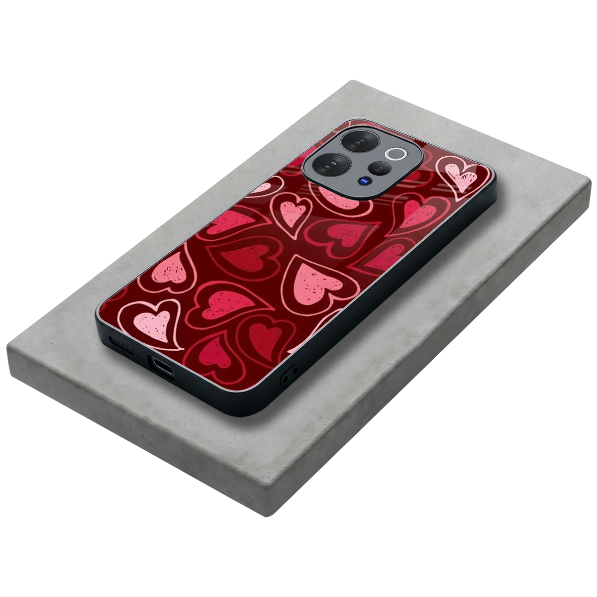 Wine Cascade Hearts stylish phone case for vivo v70 elite | glossy glass and slim fit