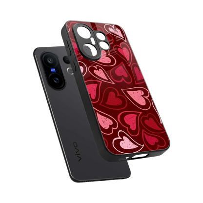 Wine Cascade Hearts sleek vivo x200 fe cover with tempered glass back and TPU edges