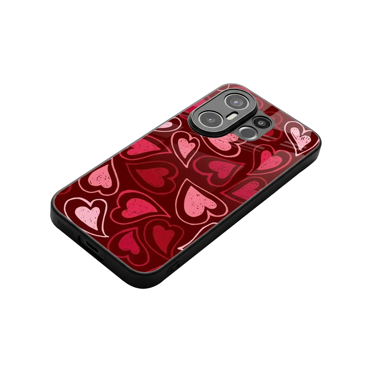 Wine Cascade Hearts stylish phone case for vivo x200 fe | glossy glass and slim fit