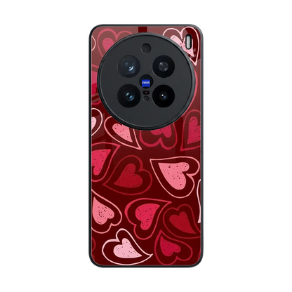 Wine Cascade Hearts back phone cover | glass case for vivo x200 pro