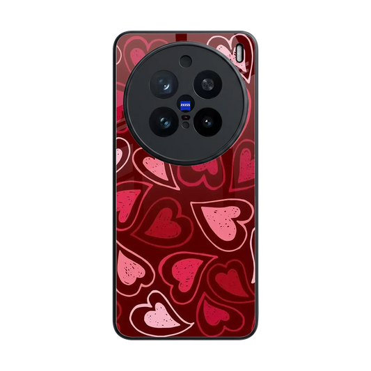 Wine Cascade Hearts back phone cover | glass case for vivo x200 pro