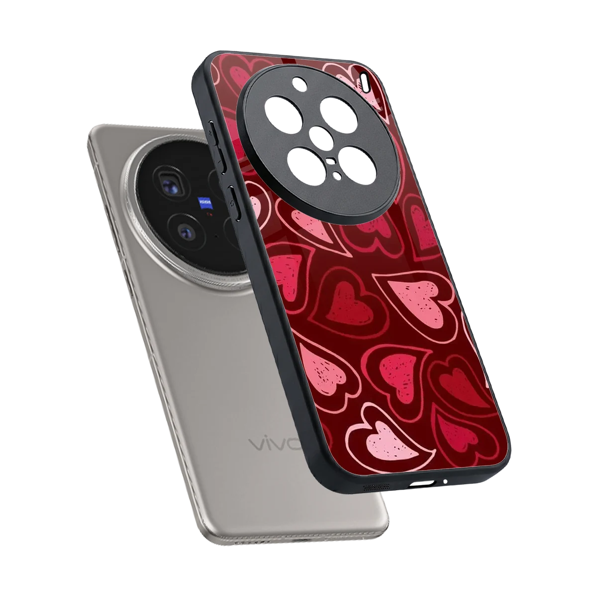 Wine Cascade Hearts sleek vivo x200 pro cover with tempered glass back and TPU edges