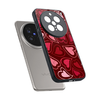 Wine Cascade Hearts sleek vivo x200 pro cover with tempered glass back and TPU edges
