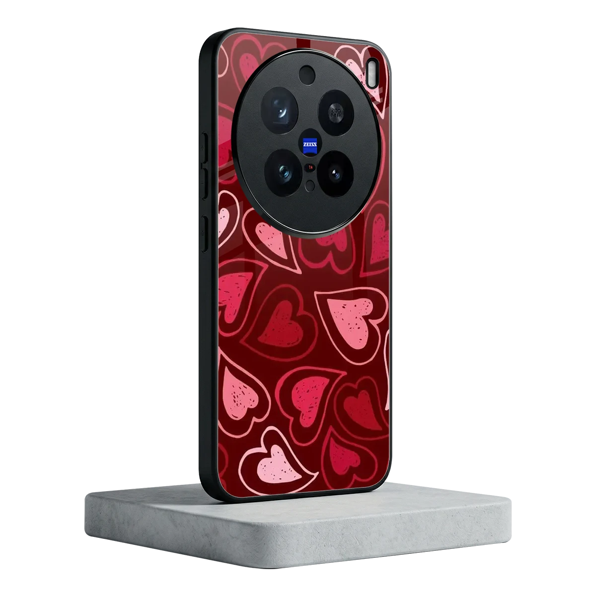 Wine Cascade Hearts vivo x200 pro mobile cover | shockproof glass phone case