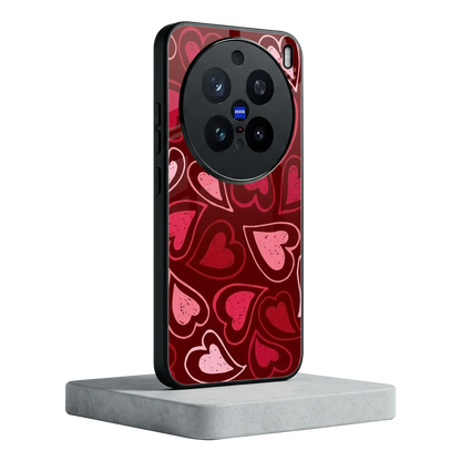 Wine Cascade Hearts vivo x200 pro mobile cover | shockproof glass phone case