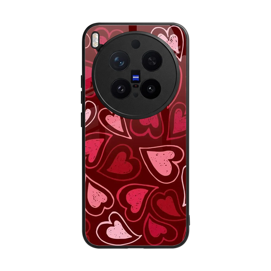 Wine Cascade Hearts back phone cover | glass case for vivo x300 pro