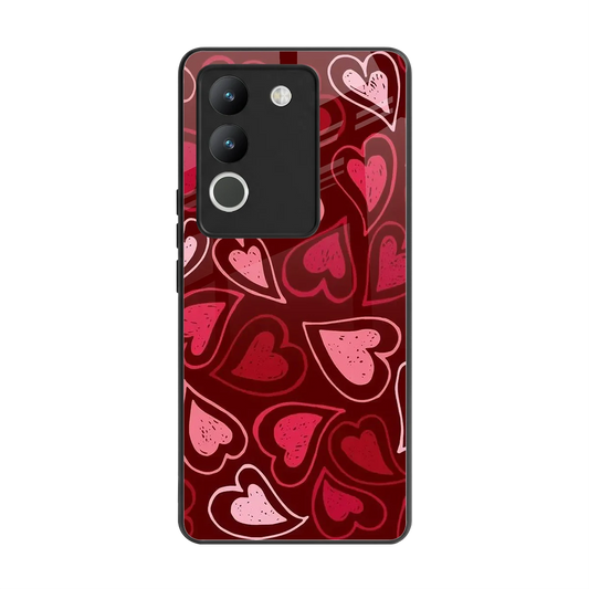 Wine Cascade Hearts back phone cover | glass case for vivo y200 5g