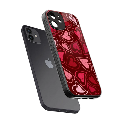 Wine Cascade Hearts sleek iphone 11 cover with tempered glass back and TPU edges