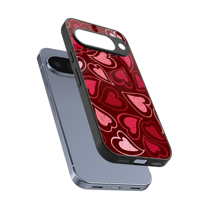 Wine Cascade Hearts sleek google pixel 10 cover with tempered glass back and TPU edges