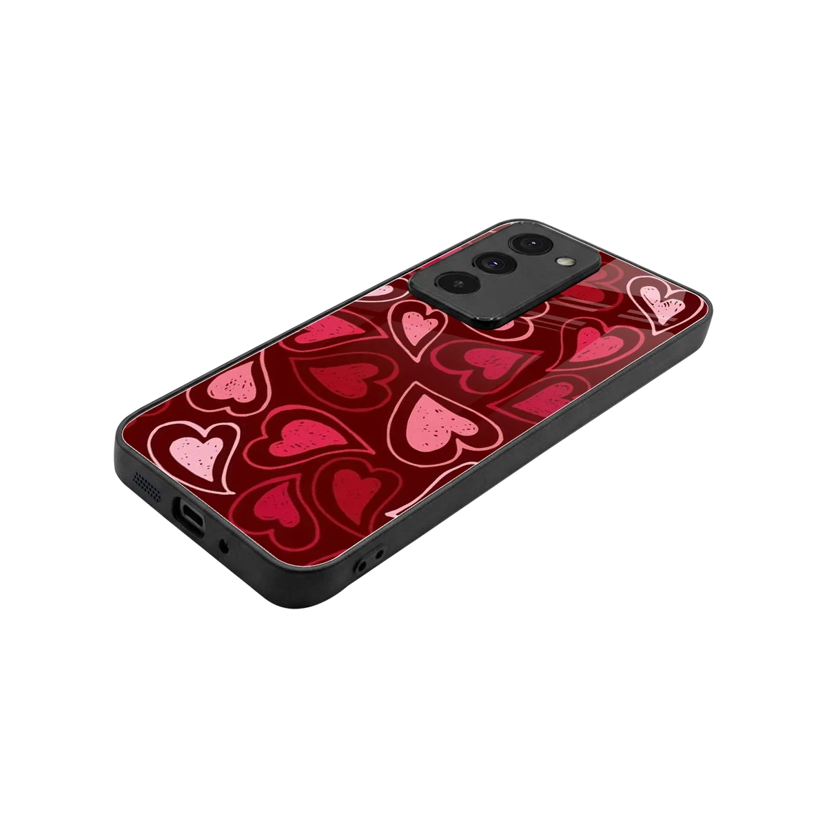 Wine Cascade Hearts stylish phone case for redmi 15 5g | glossy glass and slim fit