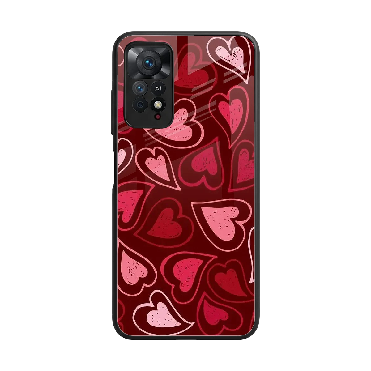 Wine Cascade Hearts back phone cover | glass case for redmi note 11 pro