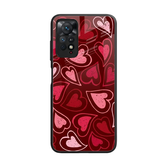 Wine Cascade Hearts back phone cover | glass case for redmi note 11 pro