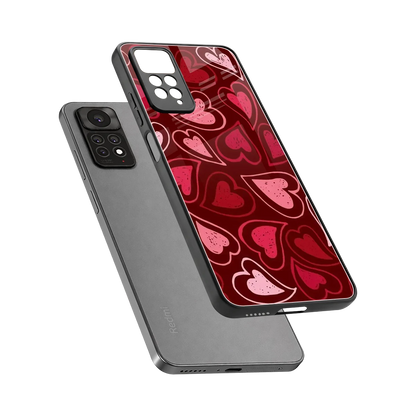 Wine Cascade Hearts sleek redmi note 11 pro cover with tempered glass back and TPU edges