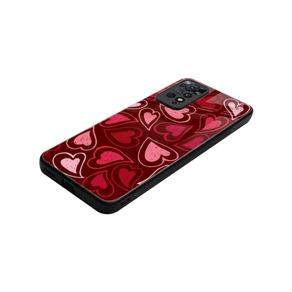 Wine Cascade Hearts stylish phone case for redmi note 11 pro | glossy glass and slim fit
