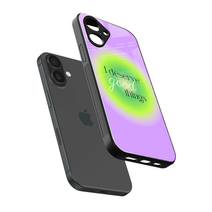 Worthy Glow sleek iPhone 16 cover with tempered glass back and TPU edges