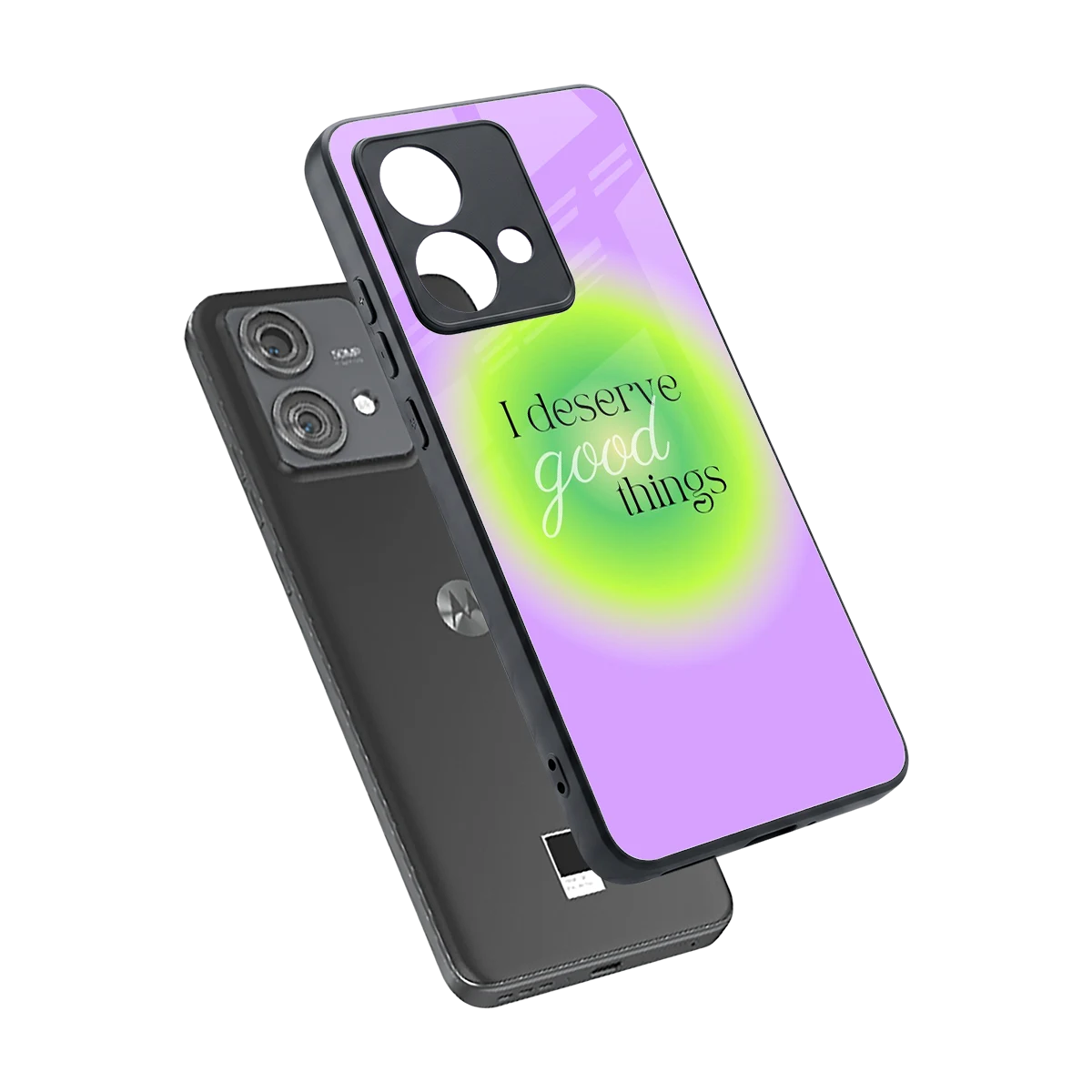 Worthy Glow sleek motorola edge 40 neo 5g cover with tempered glass back and TPU edges