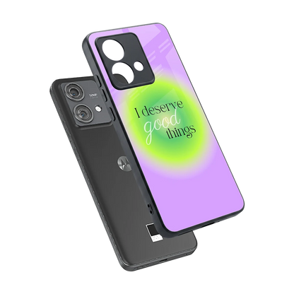Worthy Glow sleek motorola edge 40 neo 5g cover with tempered glass back and TPU edges