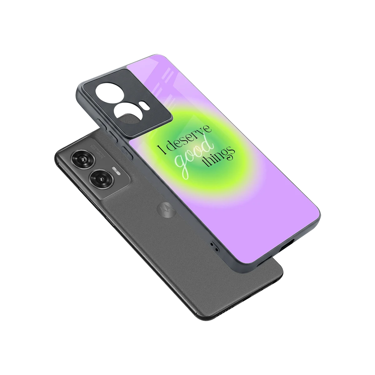 Worthy Glow sleek motorola edge 50 fusion cover with tempered glass back and TPU edges
