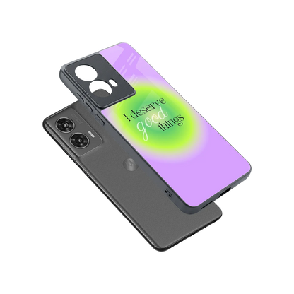 Worthy Glow sleek motorola edge 50 fusion cover with tempered glass back and TPU edges