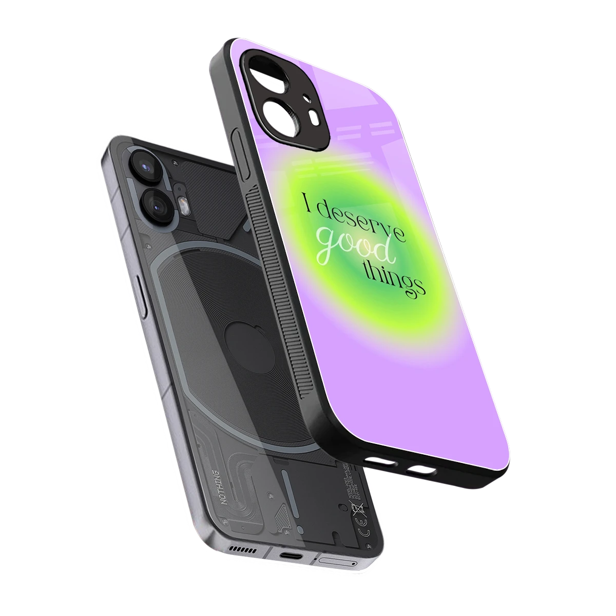 Worthy Glow sleek nothing phone 2 cover with tempered glass back and TPU edges