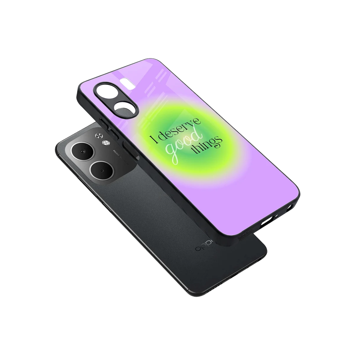 Worthy Glow sleek oppo a5x 5g cover with tempered glass back and TPU edges