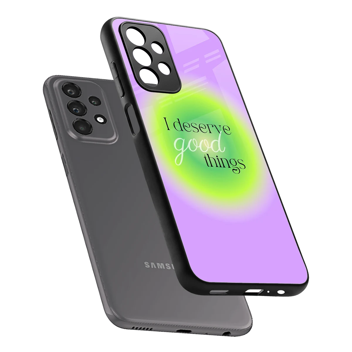 Worthy Glow sleek samsung galaxy a23 cover with tempered glass back and TPU edges