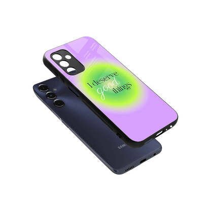 Worthy Glow sleek samsung galaxy m14 5g cover with tempered glass back and TPU edges