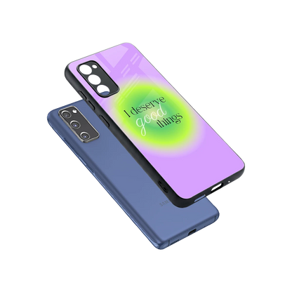 Worthy Glow sleek samsung galaxy s20 fe cover with tempered glass back and TPU edges