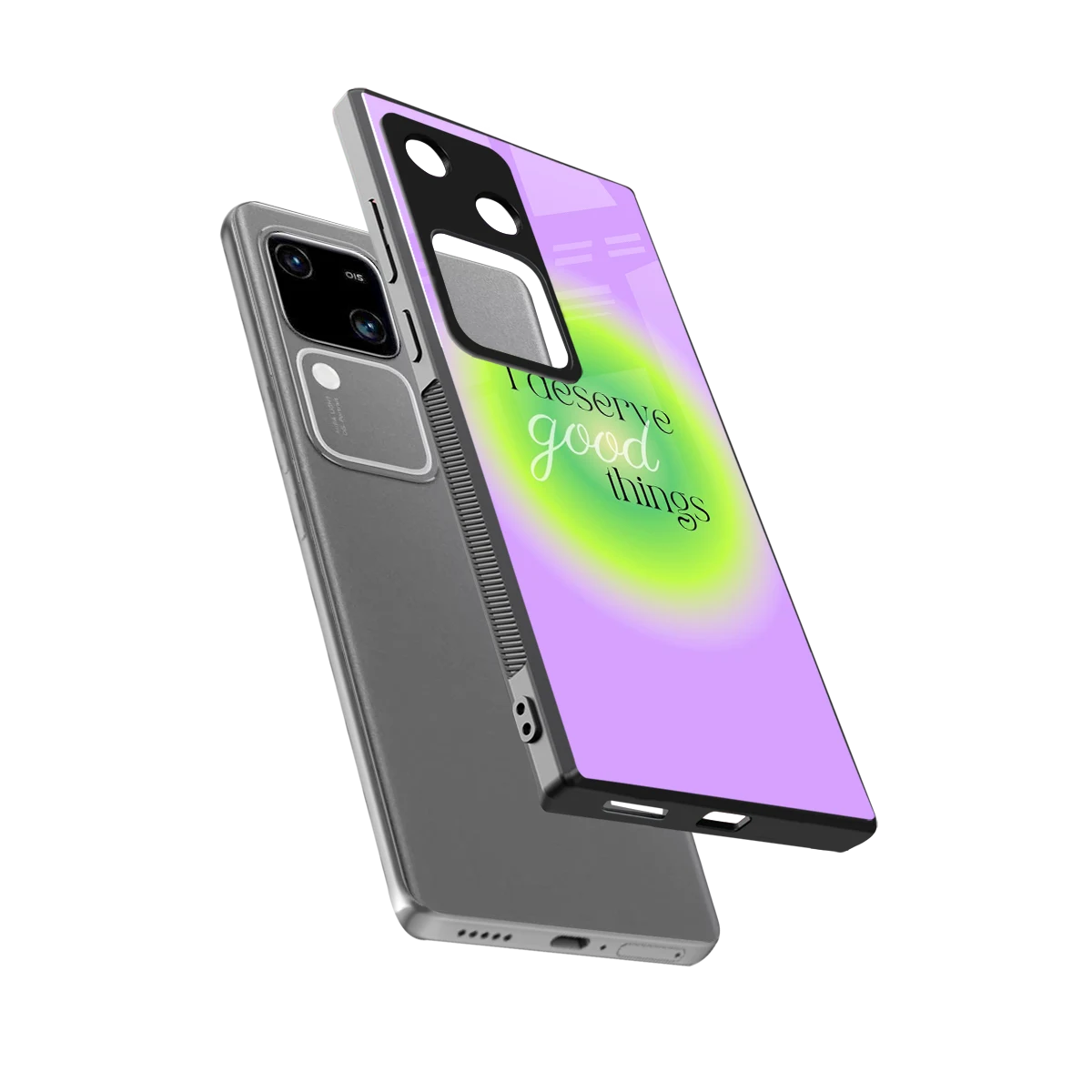 Worthy Glow sleek vivo v30 cover with tempered glass back and TPU edges
