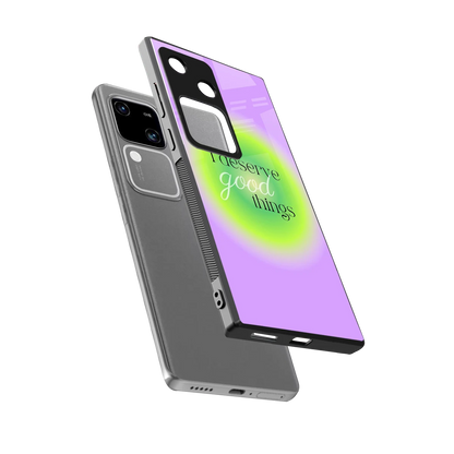 Worthy Glow sleek vivo v30 cover with tempered glass back and TPU edges