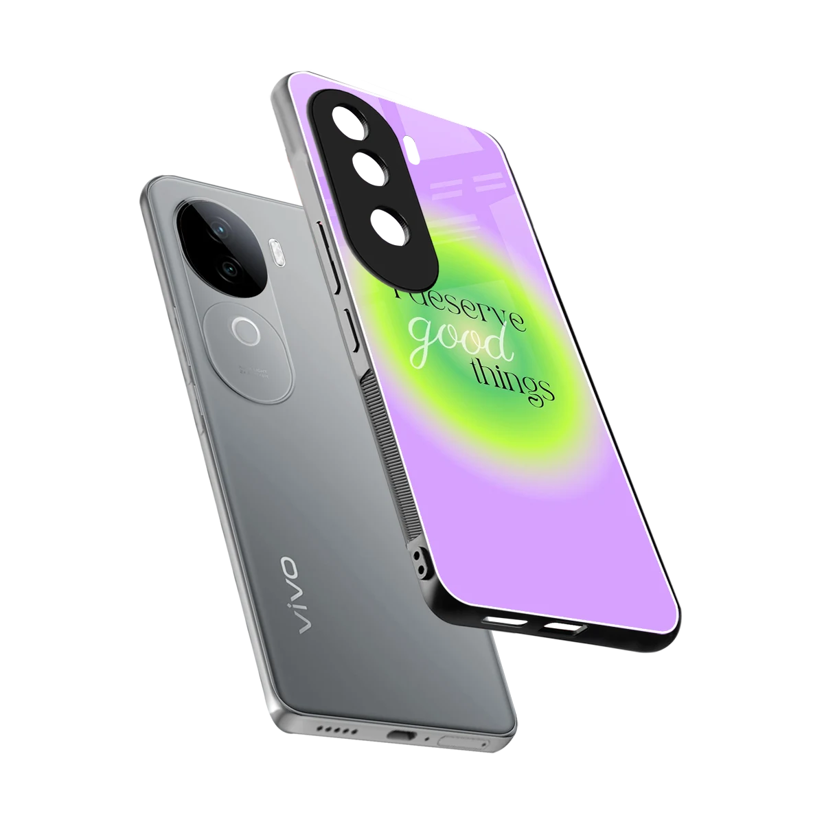 Worthy Glow sleek vivo v40e cover with tempered glass back and TPU edges