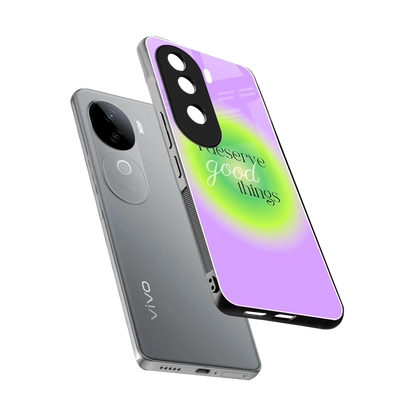 Worthy Glow sleek vivo v40e cover with tempered glass back and TPU edges