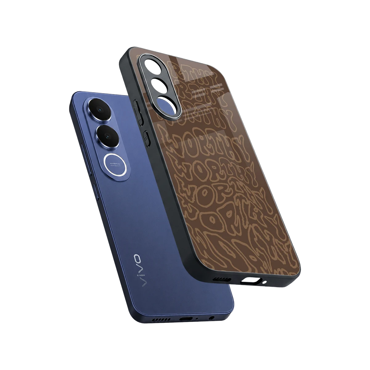 Worthy sleek vivo v70 fe cover with tempered glass back and TPU edges