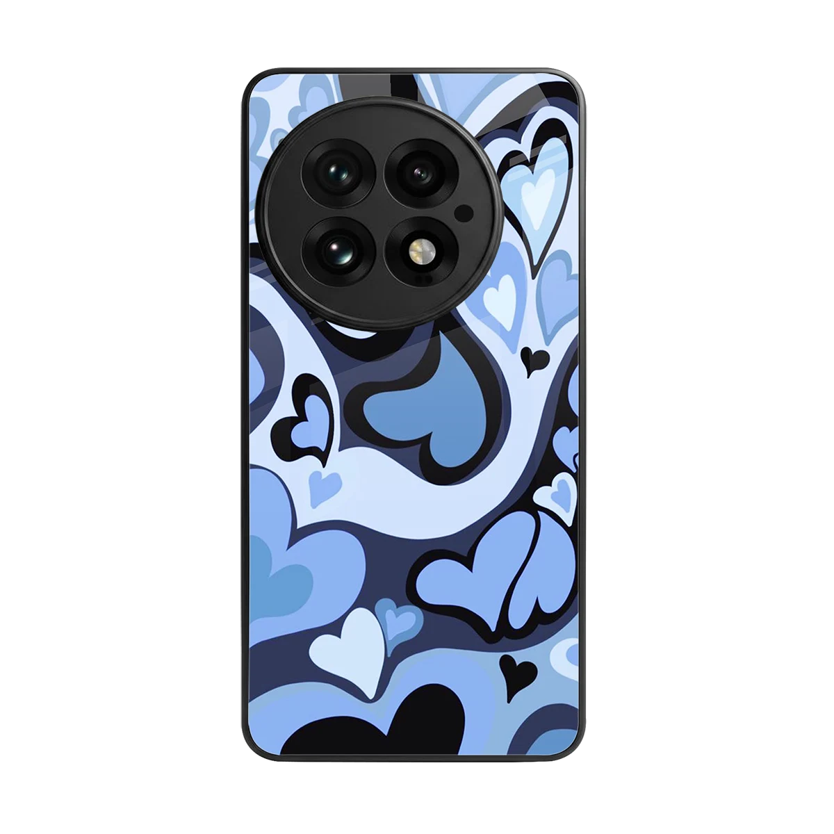 Y2K Blue Meltdown Hearts back phone cover | glass case for oneplus 13