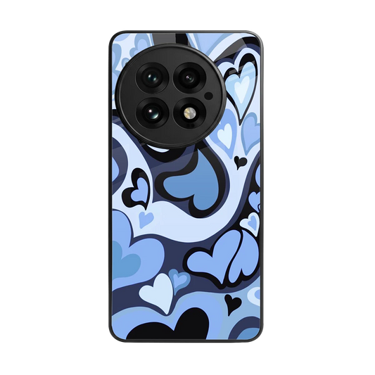 Y2K Blue Meltdown Hearts back phone cover | glass case for oneplus 13