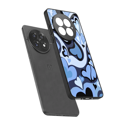 Y2K Blue Meltdown Hearts sleek oneplus 13 cover with tempered glass back and TPU edges