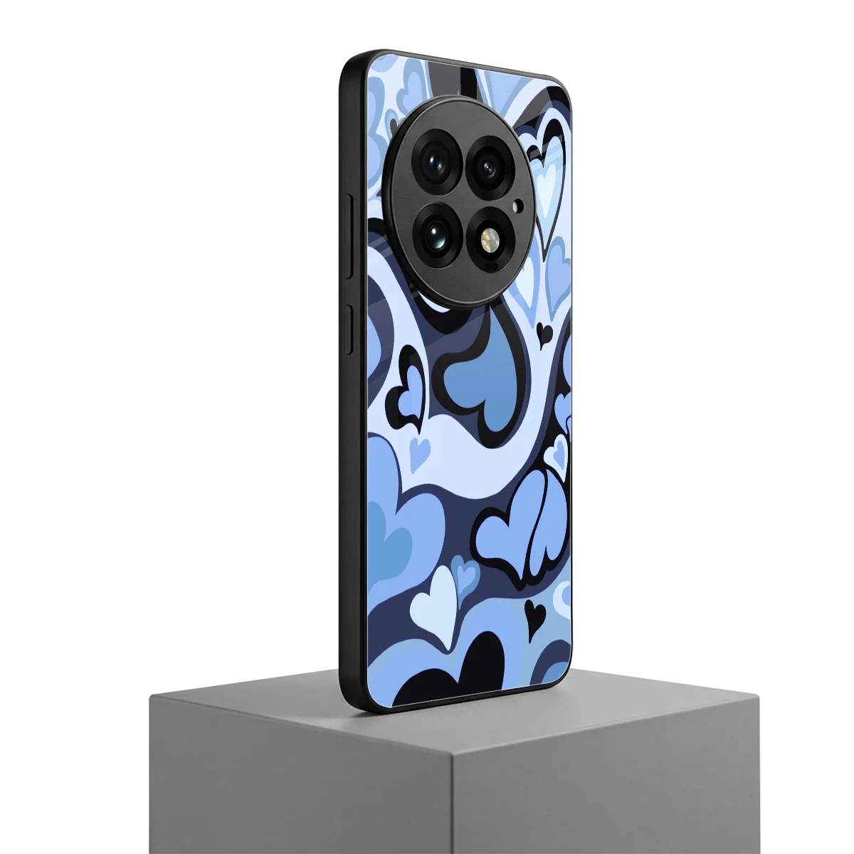 Y2K Blue Meltdown Hearts oneplus 13 mobile cover | shockproof glass phone case