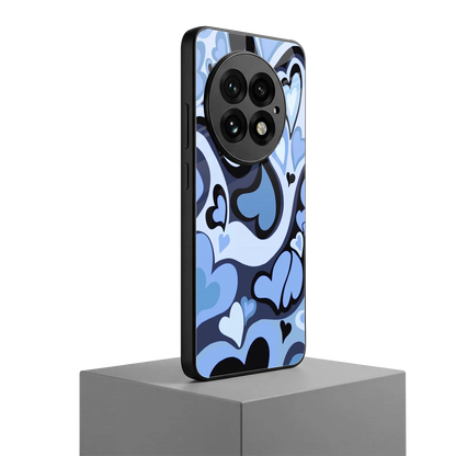 Y2K Blue Meltdown Hearts oneplus 13 mobile cover | shockproof glass phone case