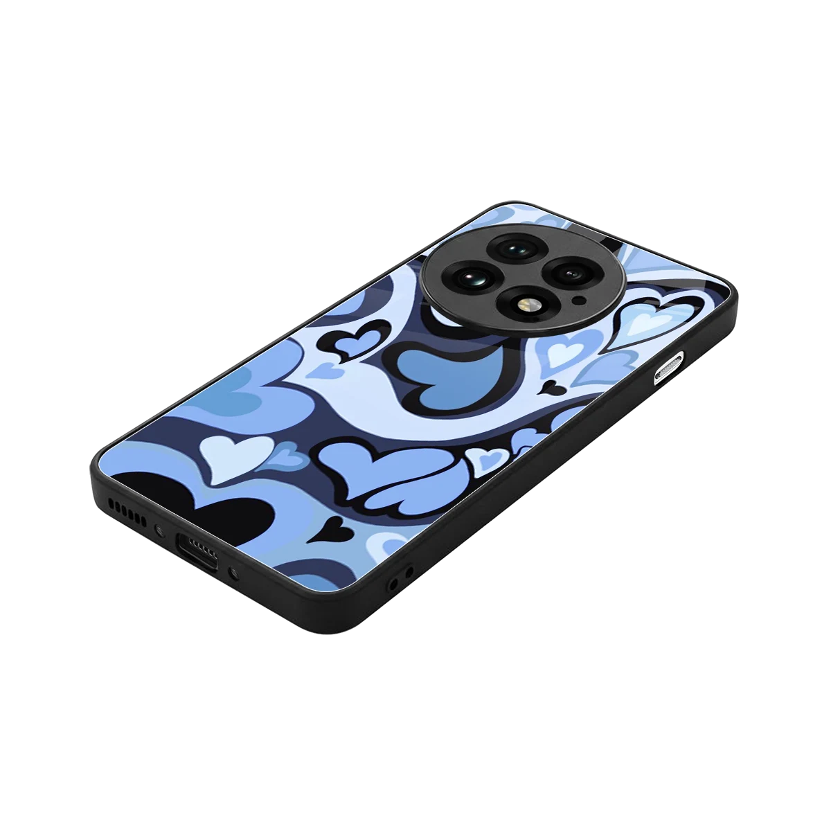 Y2K Blue Meltdown Hearts stylish phone case for oneplus 13 | glossy glass and slim fit